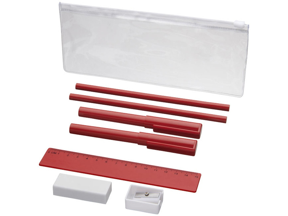 Набор Mindy: ручки шариковые, карандаши, линейка, точилка, ластик, красный (артикул 10722103) - фото 1 - id-p65818222