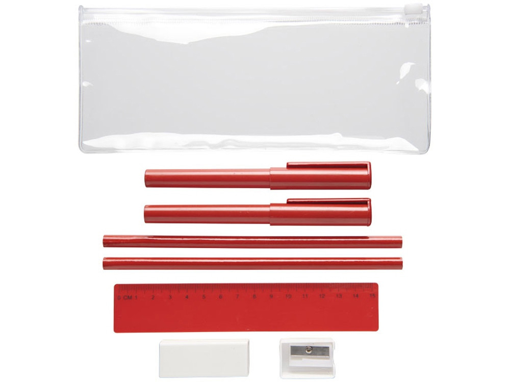 Набор Mindy: ручки шариковые, карандаши, линейка, точилка, ластик, красный (артикул 10722103) - фото 2 - id-p65818222