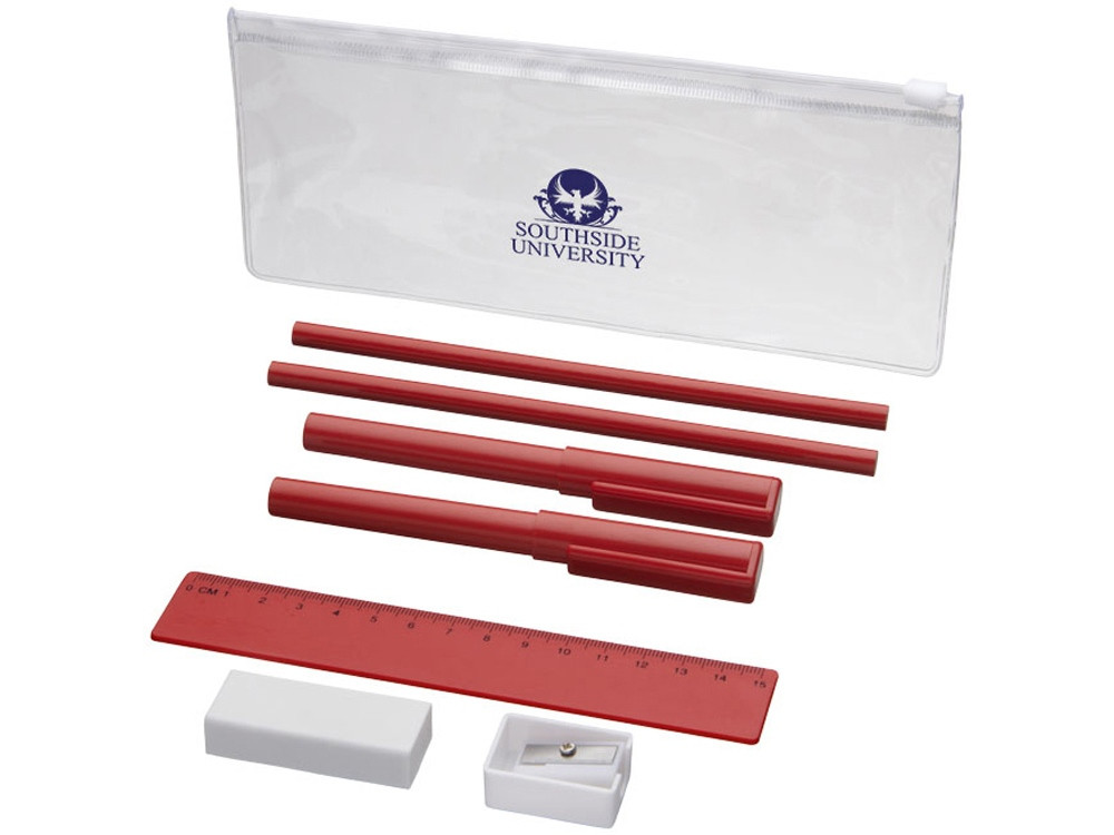 Набор Mindy: ручки шариковые, карандаши, линейка, точилка, ластик, красный (артикул 10722103) - фото 3 - id-p65818222