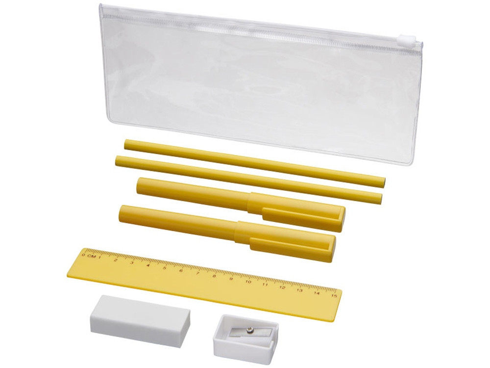 Набор Mindy: ручки шариковые, карандаши, линейка, точилка, ластик, желтый (артикул 10722104)