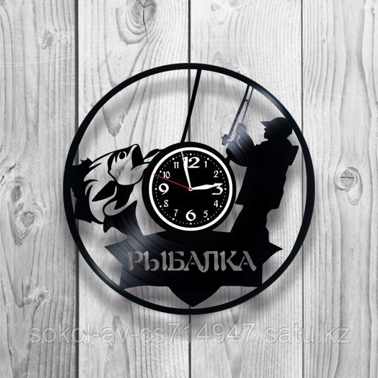 Настенные часы из пластинки, Рыбалка, подарок рыбаку, фанату, любителю, 1270