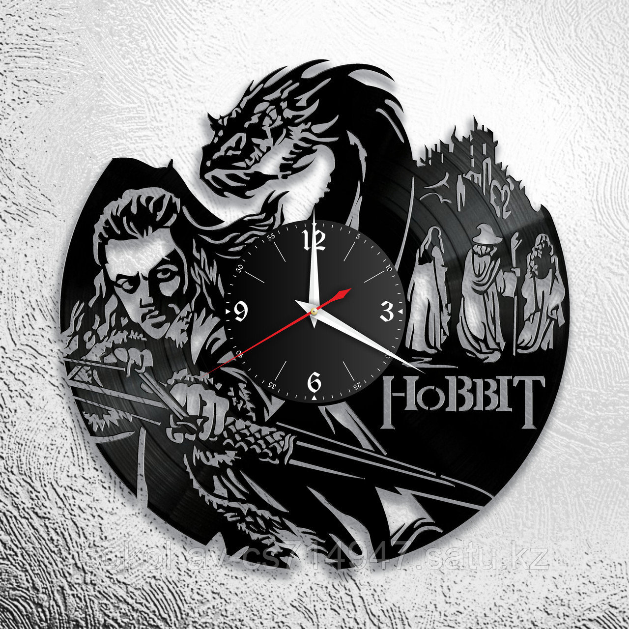 Настенные часы из пластинки Хоббит Hobbit, подарок фанатам, любителям, 0894