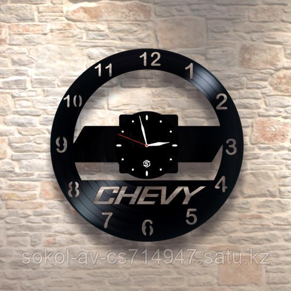 Настенные часы из пластинки, Chevrolet Шевроле, подарок фантам, любителям, владельцам 0206