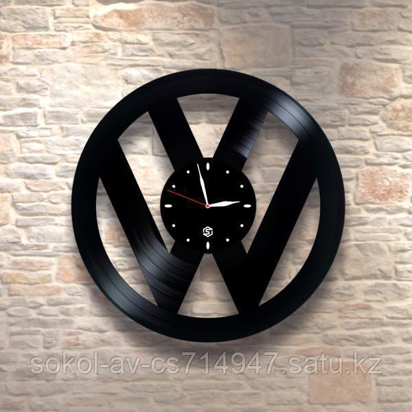 Настенные часы из пластинки, volkswagen фольксваген, подарок фантам, любителям, владельцам, 0334
