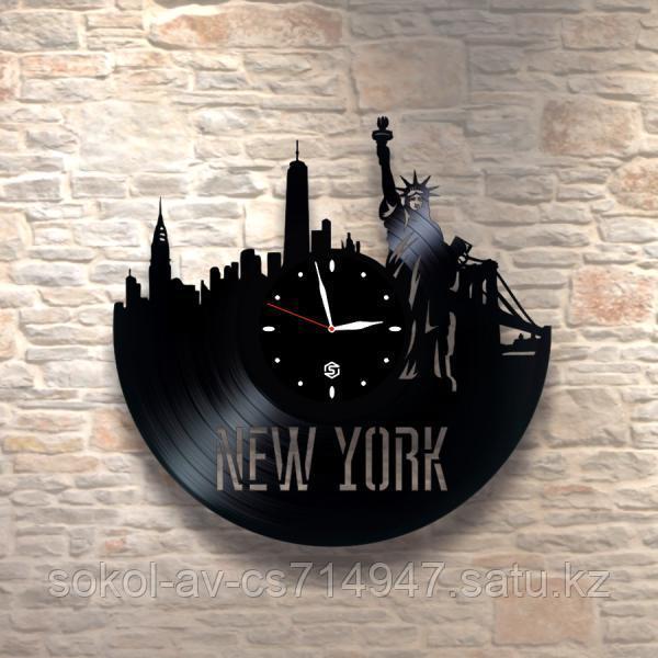 Настенные часы пластинки, New-York, подарок учителю преподавателю английского языка 0274