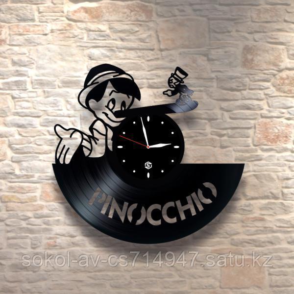 Настенные часы из пластинки, Pinocchio Пиноккио, подарок детям в детскую комнату, 0293