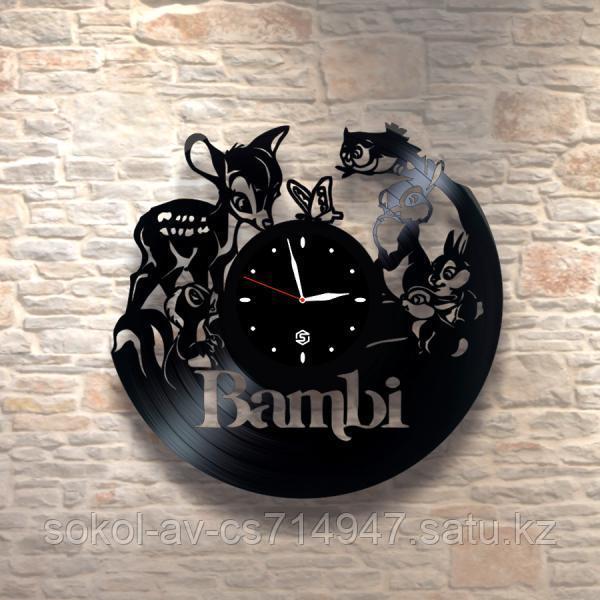 Настенные часы из пластинки, Bambi Бэмби, подарок детям в детскую комнату, 0184