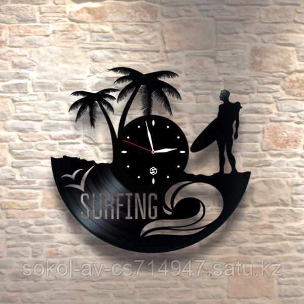 Настенные часы из пластинки, surfing Сёрфинг, подарок серферу, 0505