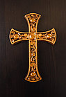 Панно крест резной настенный из дерева Инкрустация, 12.6 x 18.5 см, фото 3