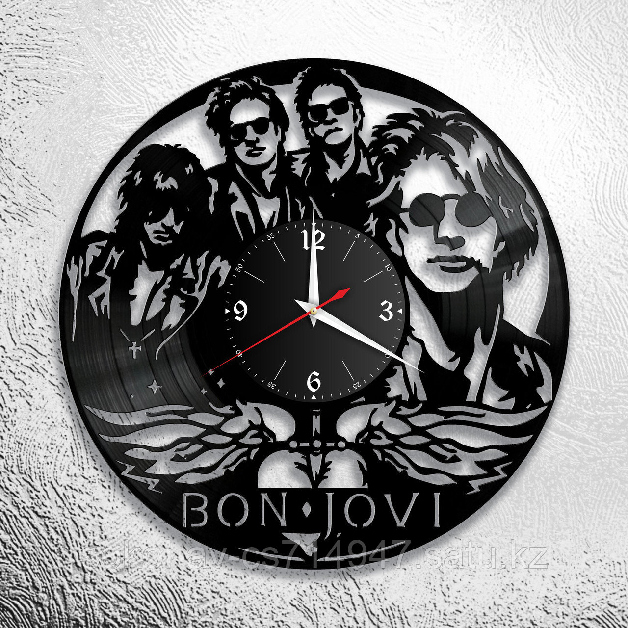 Настенные часы из пластинки, Bon Jovi, подарок фанатам, любителям, 0651