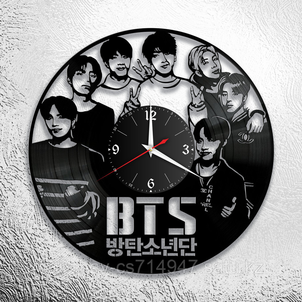 Настенные часы из пластинки, группа BTS, подарок фанатам, любителям, 0787
