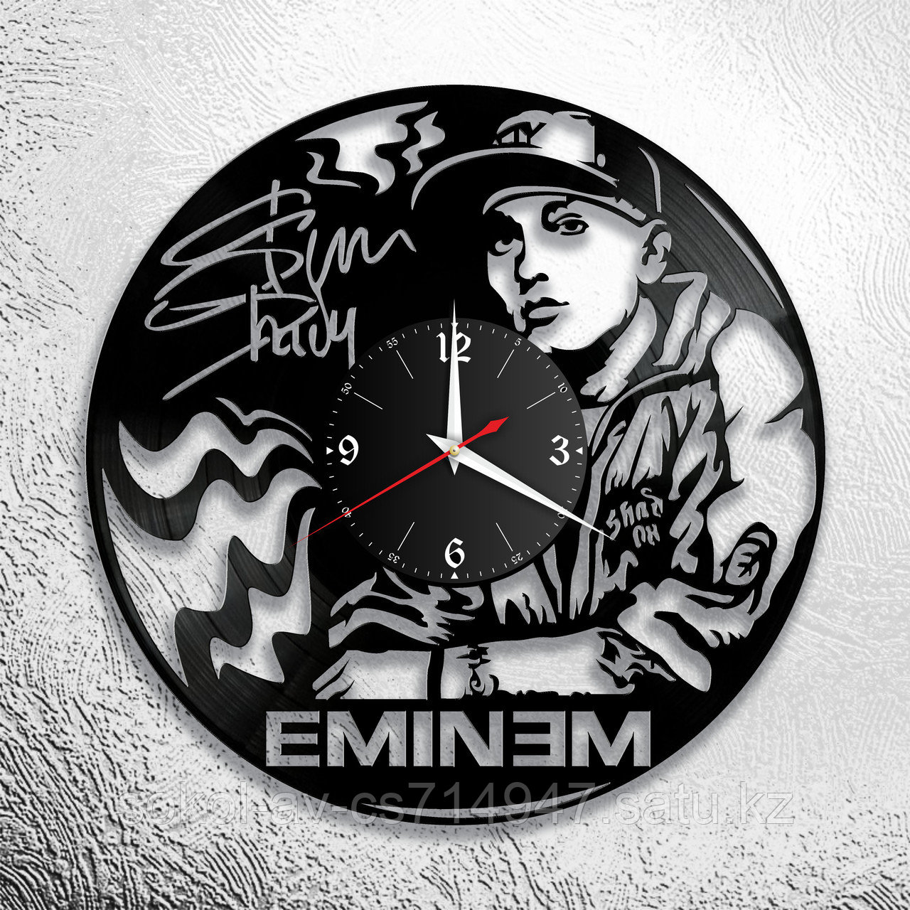 Настенные часы из пластинки, Eminem Эминем, подарок фанатам, любителям, 0790