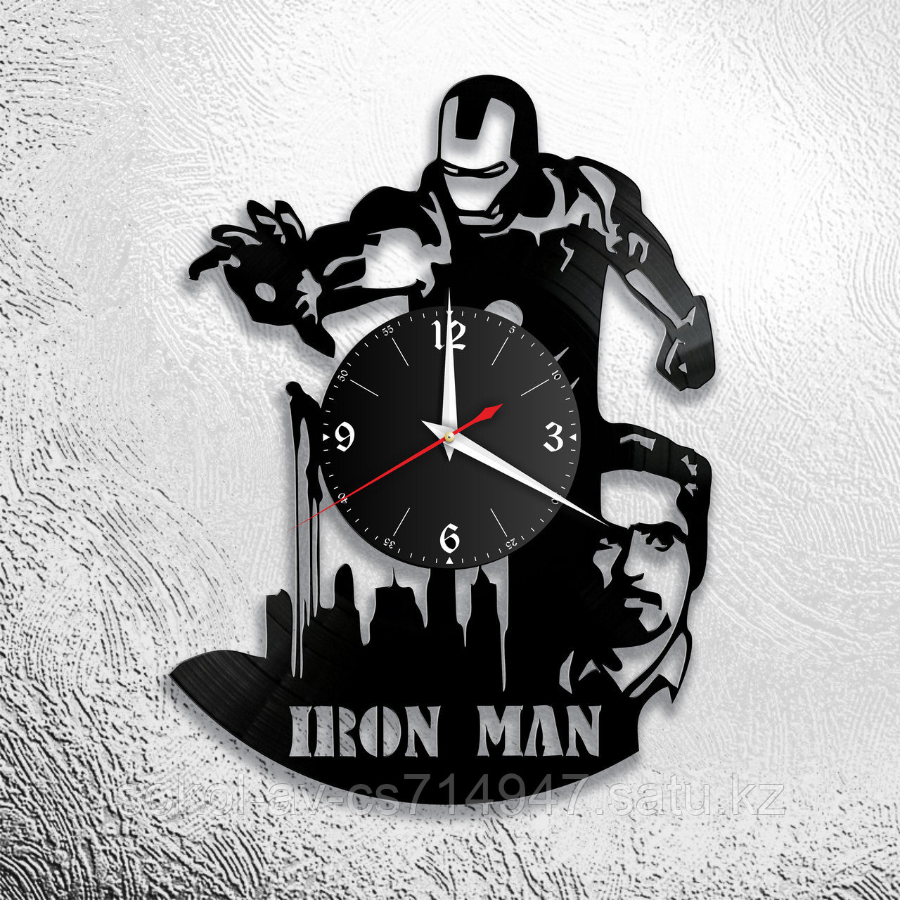 Настенные часы из пластинки iron man Роберт Дауни ,подарок фанатам, любителям, 0838