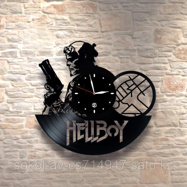 Настенные часы из пластинки, HellBoy Хеллбой, подарок фанатам, любителям, 0233
