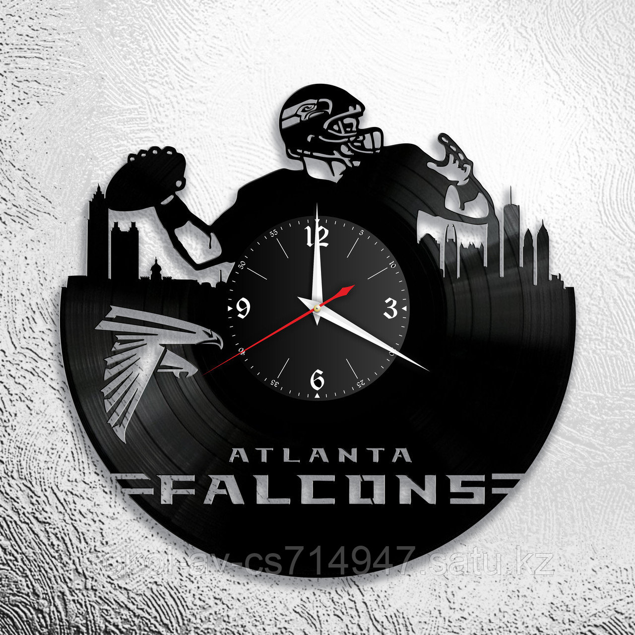 Настенные часы из пластинки Американский Футбол Atlanta Falcons, подарок любителям, фанатам, тренеру, 0999