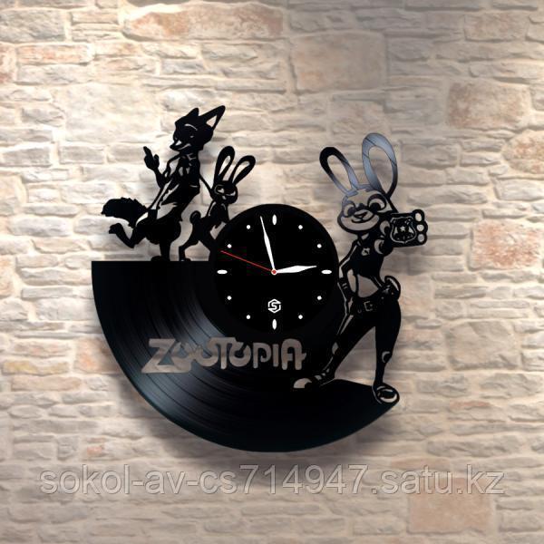 Настенные часы из пластинки, Zootopia Зверополис, подарок детям в детскую комнату, 0349