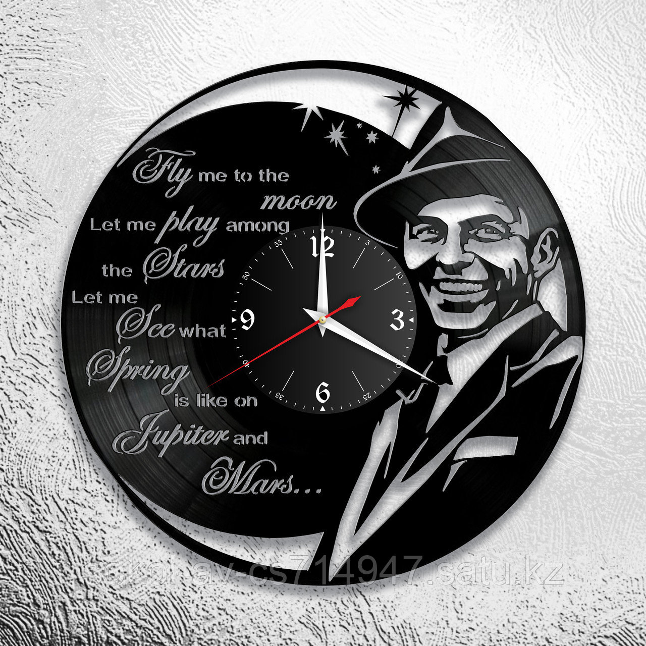 Настенные часы из пластинки, Фрэнк Синатра Frank Sinatra, подарок фанатам, любителям, 0785