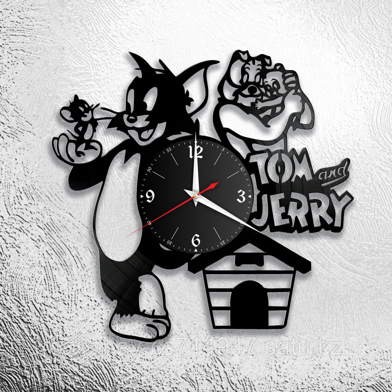 Настенные часы из пластинки Том и Джерри Tom & Jerry, подарок фанатам, любителям, 0855