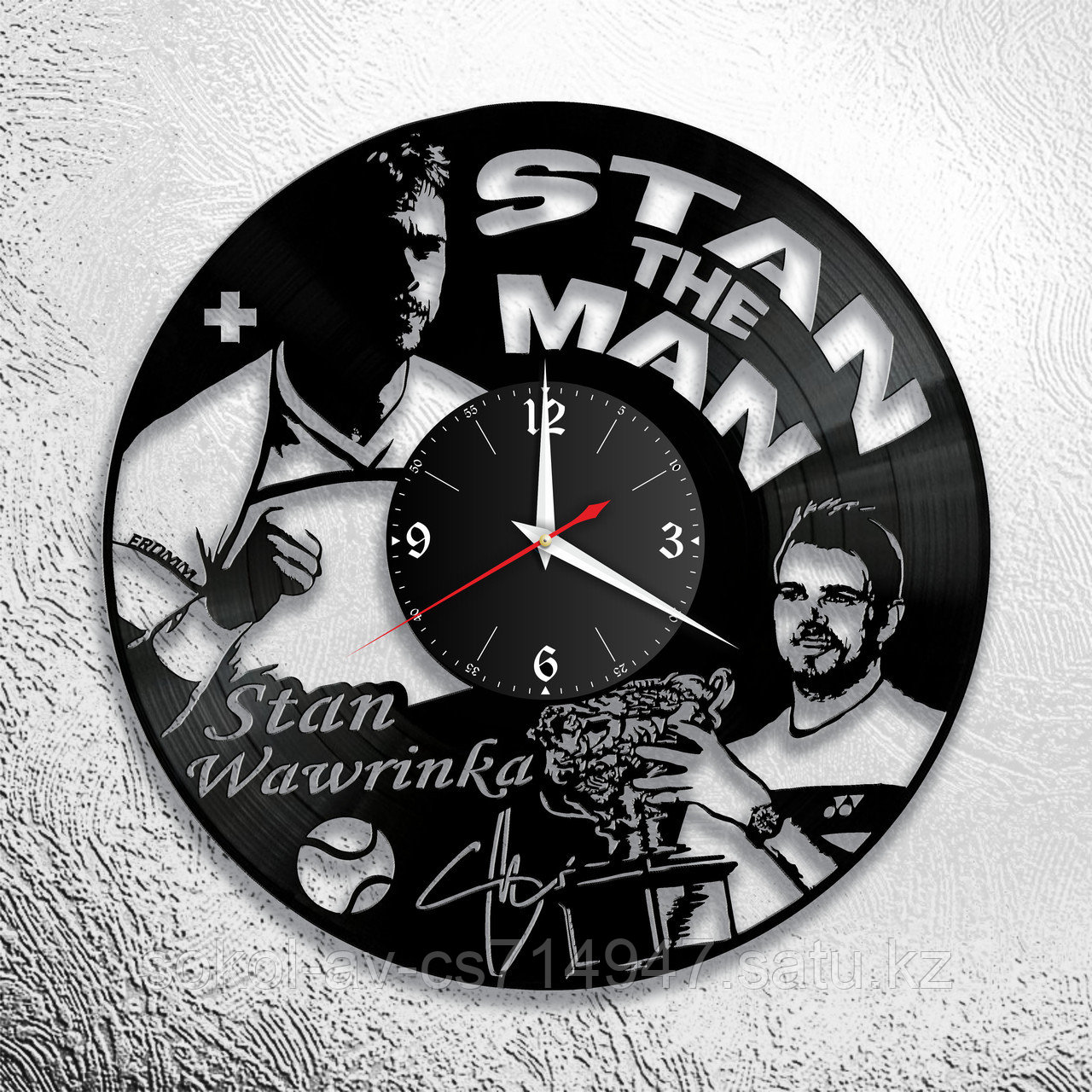 Настенные часы из пластинки Стэн Вавринка Stan Wawrinka, подарок фанатам, любителям, теннисисту, 1013
