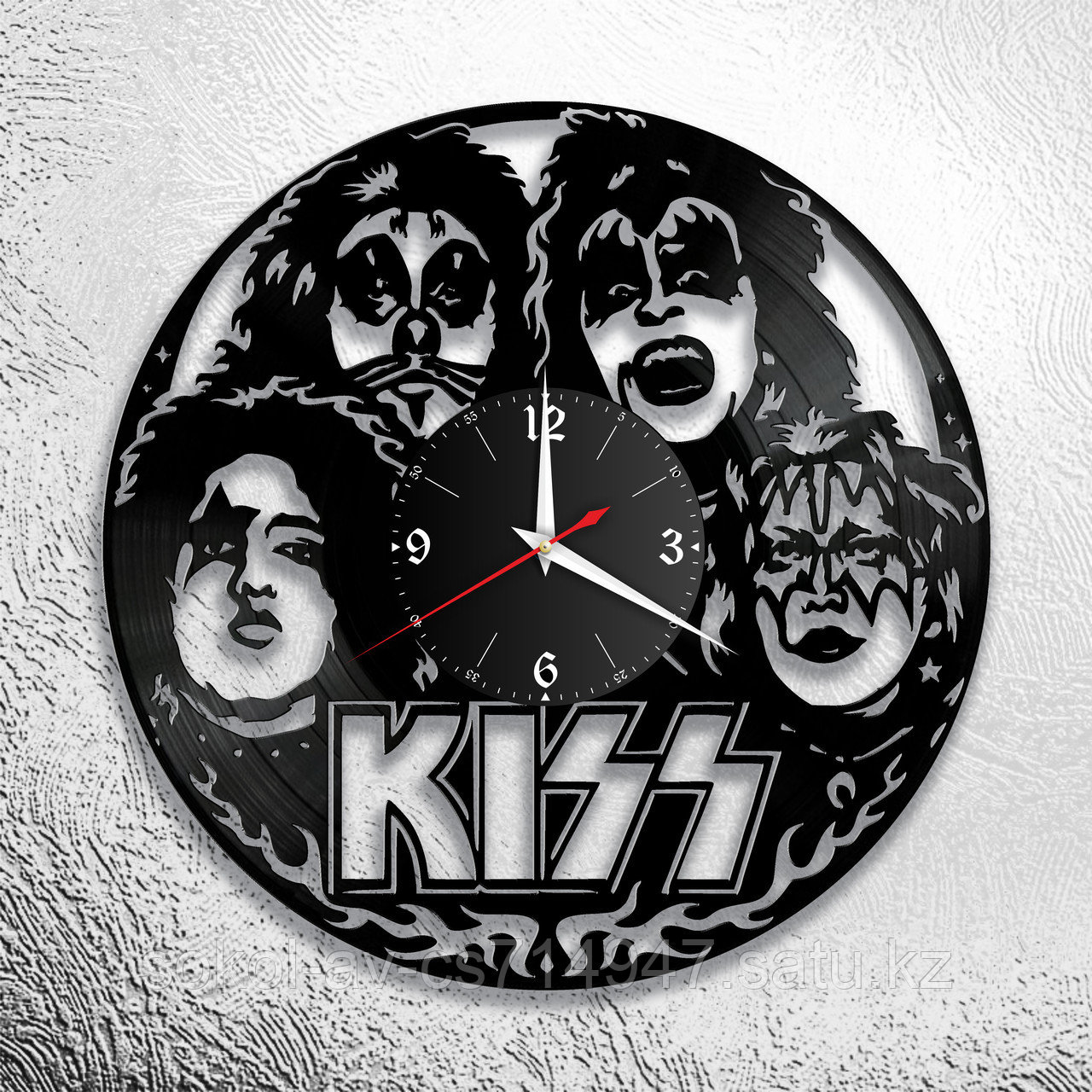 Настенные часы из пластинки, группа KISS, подарок фанатам, любителям, 0670