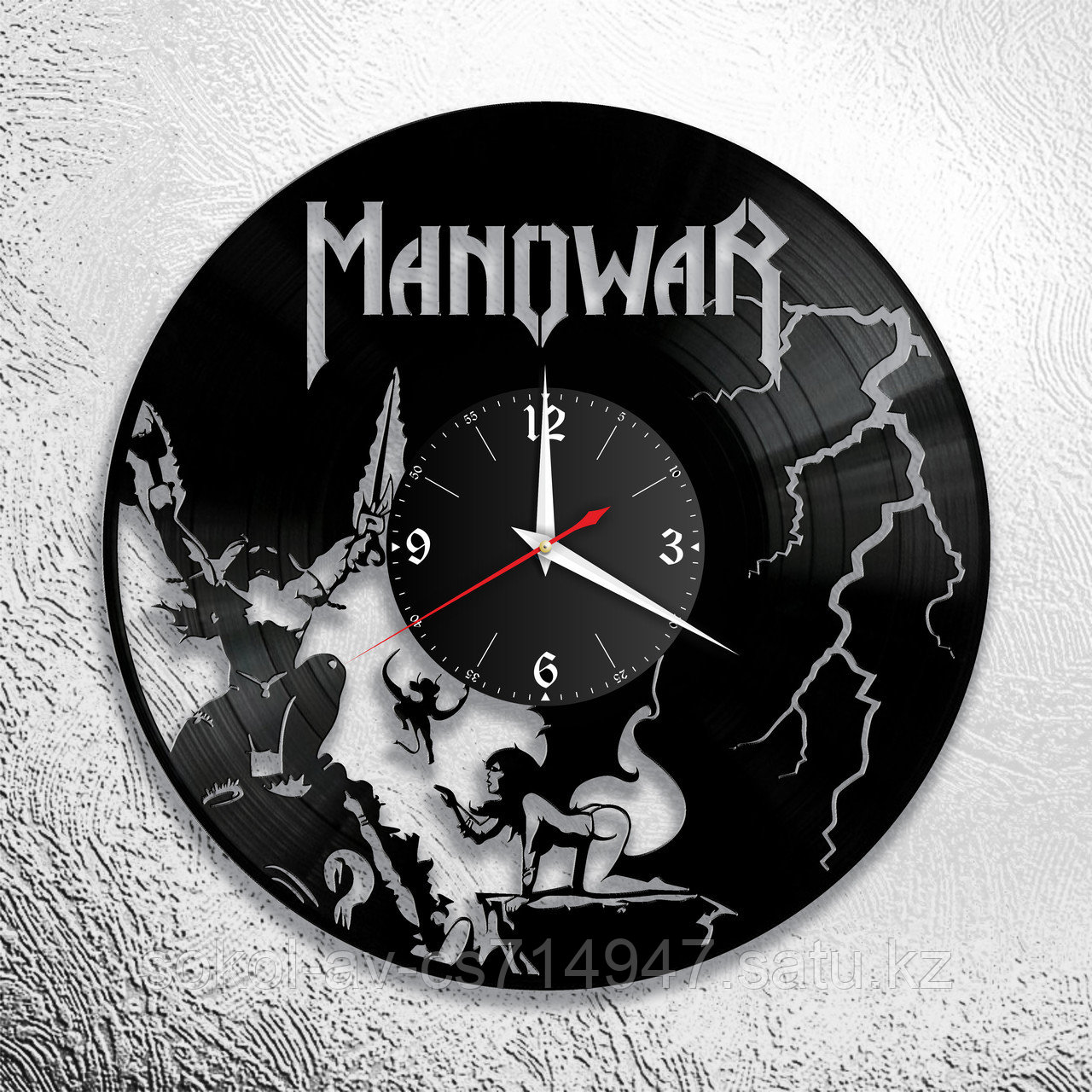 Настенные часы из пластинки, группа Manowar, подарок фанатам, любителям, 0682