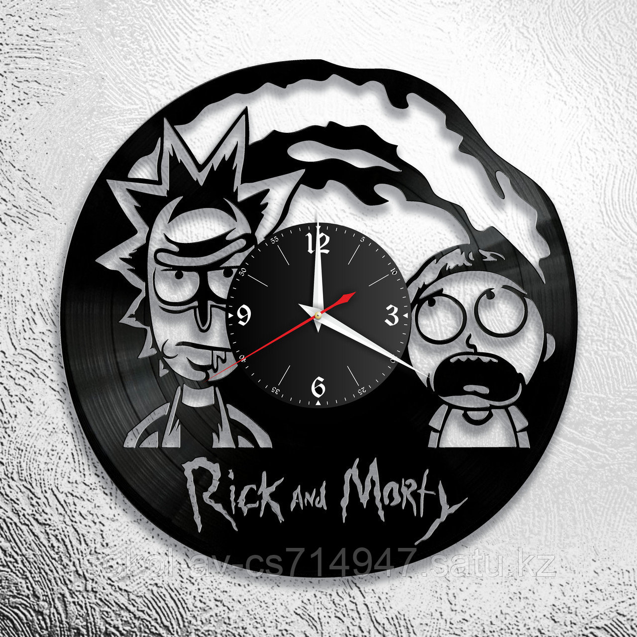 Настенные часы из пластинки Рик и Морти Rick and Morty, подарок фанатам, любителям, 0862