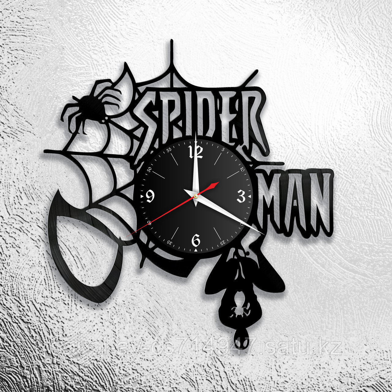 Настенные часы из пластинки Спайдермен Spiderman,подарок фанатам, любителям, 0843