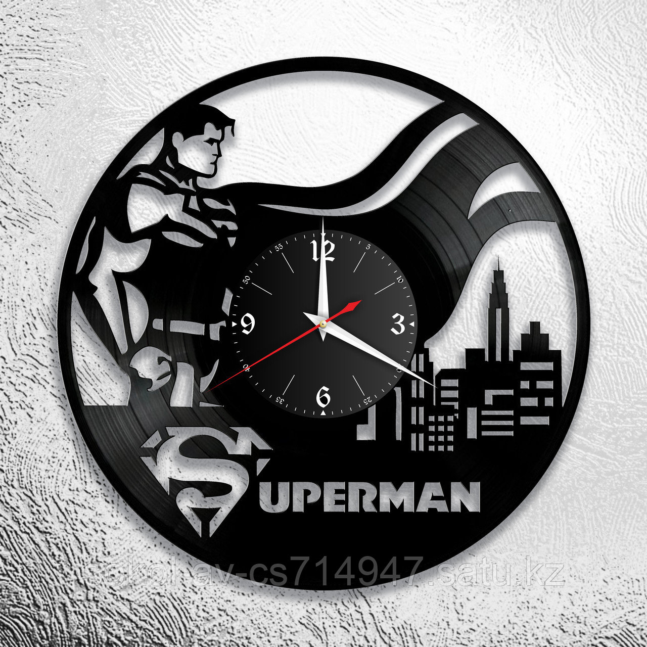 Настенные часы из пластинки Superman Супермен,подарок фанатам, любителям, 0844
