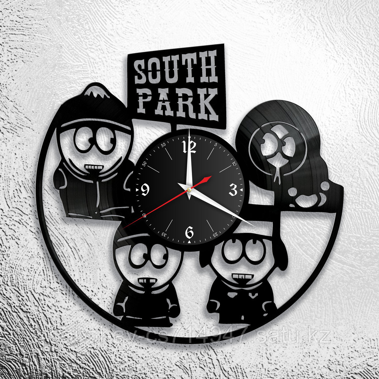 Настенные часы из пластинки Южный Парк South Park, подарок фанатам, любителям, 0863