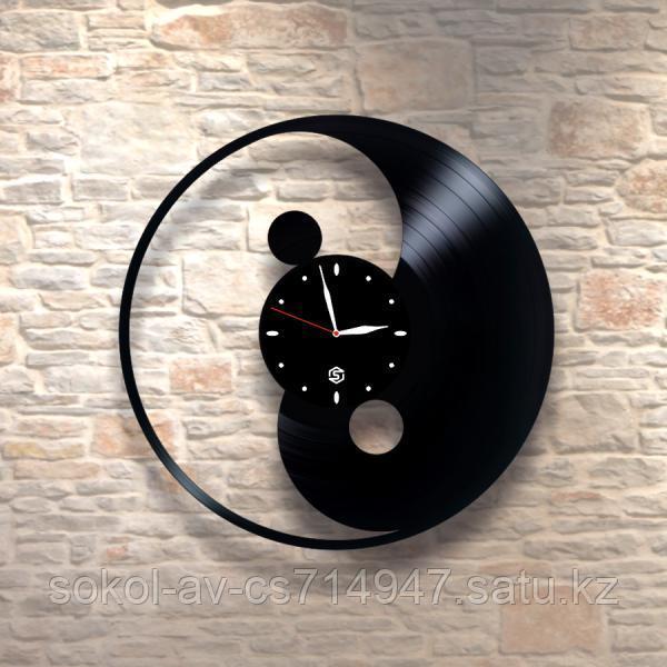 Настенные часы из пластинки Инь и Янь, лофт, винтаж, ретро, в офис, кухню, комнату, 0067