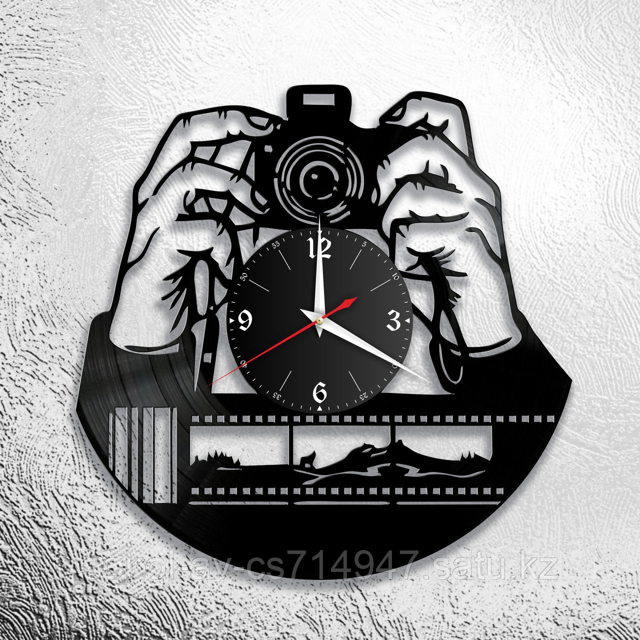 Настенные часы из пластинки Фотостудия, подарок фотографу, любителю, фанату фотографировать, фотоаппарат, 1082