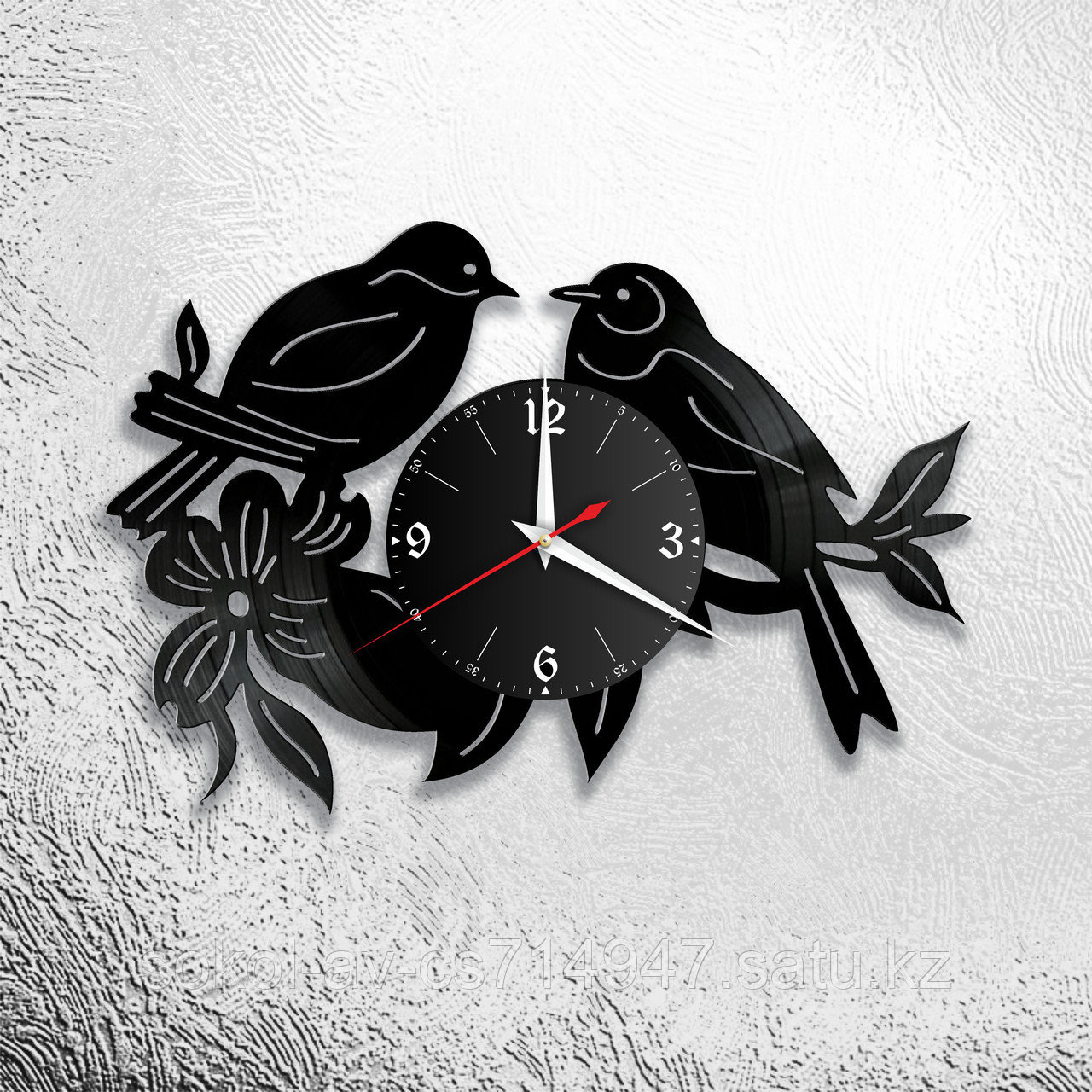 Настенные часы из пластинки интерьерные Птицы, в офис, кухню, комнату , прихожую, 1131