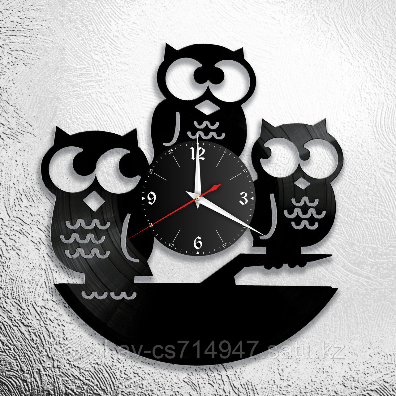 Настенные часы из пластинки интерьерные Сова, в офис, кухню, комнату , прихожую, 1135