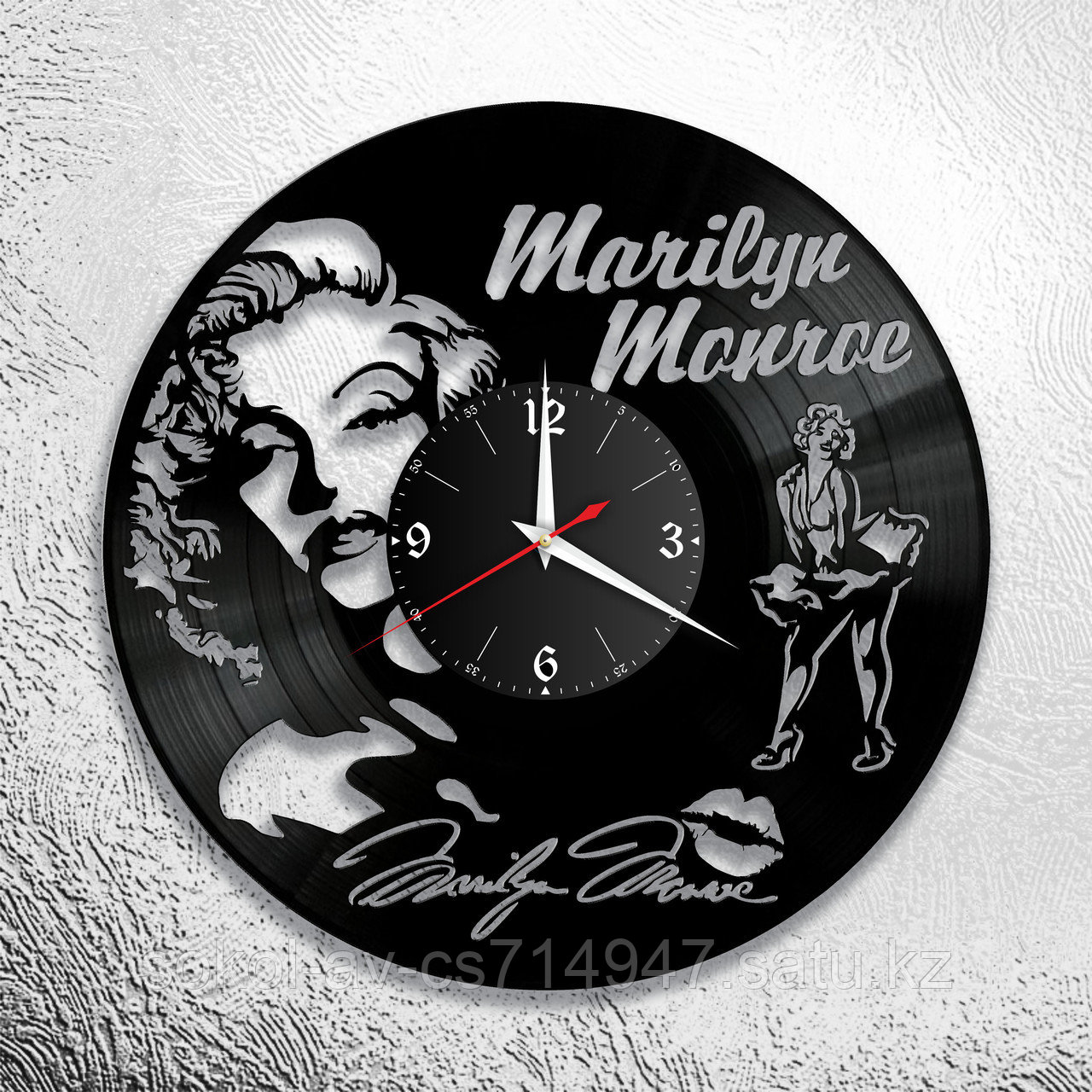 Настенные часы из пластинки Мэрилин Монро Marilyn Monroe, подарок фанатам, любителям, 1142