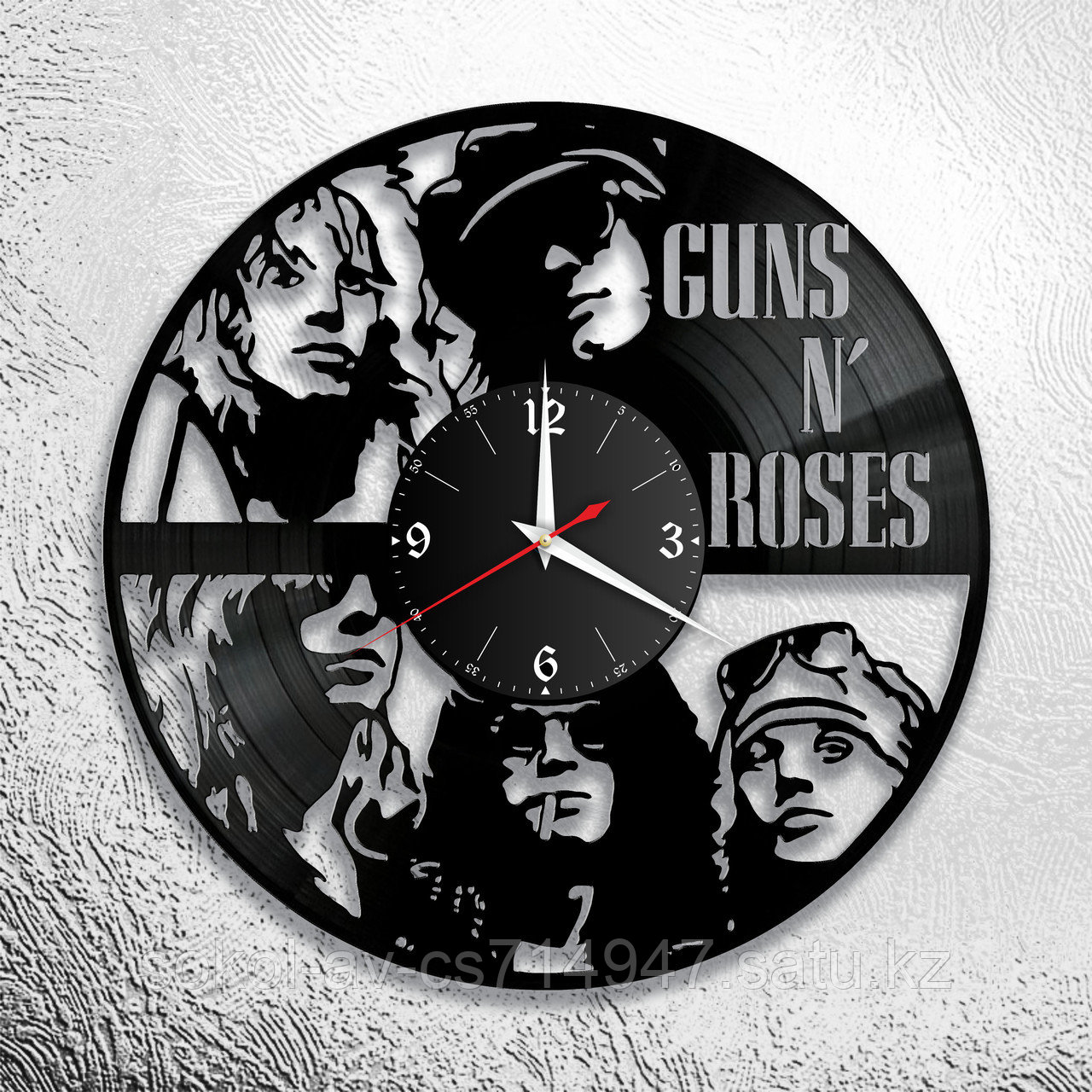 Настенные часы из пластинки, группа Guns and Roses, подарок фанатам, любителям, 1212