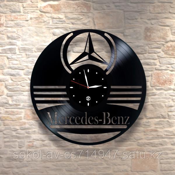 Настенные часы из пластинки, Mercedes-Benz Мерседес, подарок фантам, любителям, владельцам, 0260