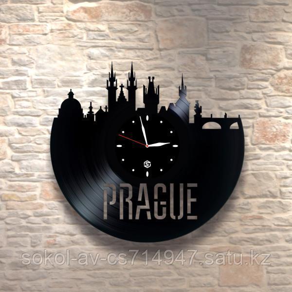 Настенные часы из пластинки, Prague, учителю, преподавателю чешского языка, 0294