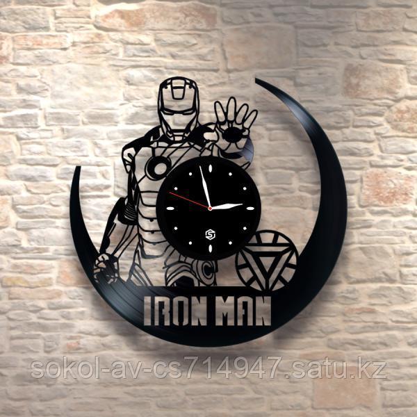 Настенные часы из пластинки, Iron Man железный человек, подарок фанатам, любителям, 0239