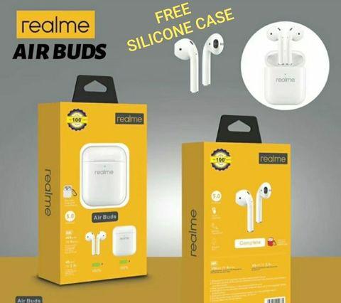 Наушники беспроводные Realme Buds Air BT 5.0 TWS с защитным чехлом для зарядного кейса - фото 1 - id-p88588692