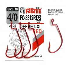 Офсетный крючок Fanatik FO-3312-XL №4/0 RED (красный)