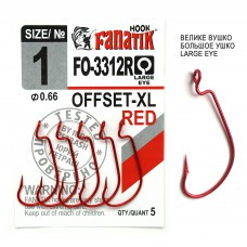 Офсетный крючок Fanatik FO-3312-XL № 1 RED (красный)