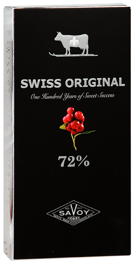 SWISS ORIGINAL горький шоколад с кусочками клюквы в картоне 100гр (10шт - упак)