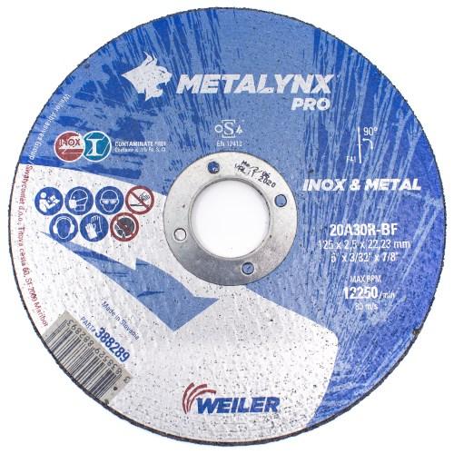 Круг отрезной Inox&Metal 125 х 2,5 х 22,23 Metalynx PRO 20A30P-BF (Weiler Abrasives)