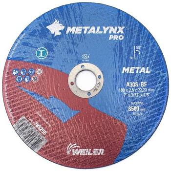 Круг отрезной Metal 180 х 2,5 х 22,23 Metalynx PRO A30S1-BF (Weiler Abrasives, Slovenija)