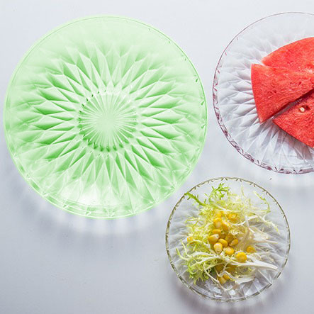 Салатник круглый пластиковый диаметр 24 см имитация хрусталя зеленый прозрачный - фото 4 - id-p88631907
