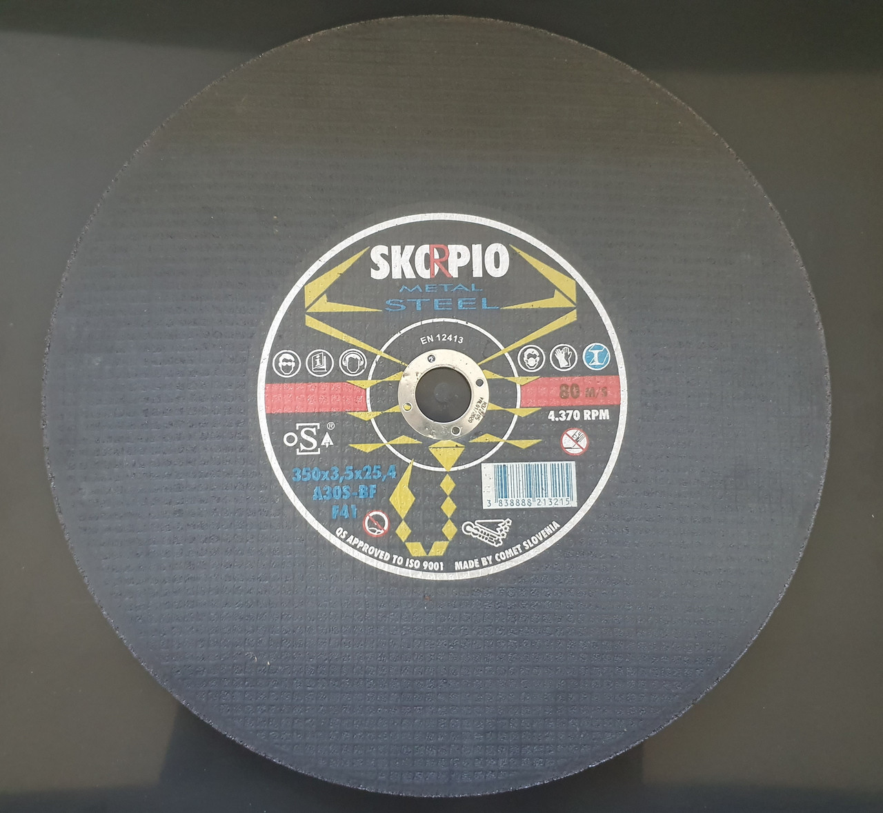 Круг отрезной для монтажных пил Metal 350 х 3.5 х 25.4 SKORPIO A30SBF (Weiler Abrasives, Slovenija)