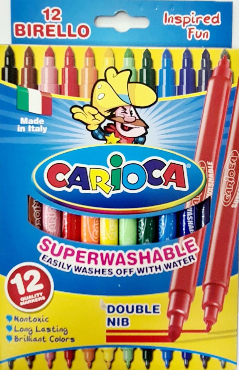 Фломастеры Carioca Birello двусторонние, 12 цветов