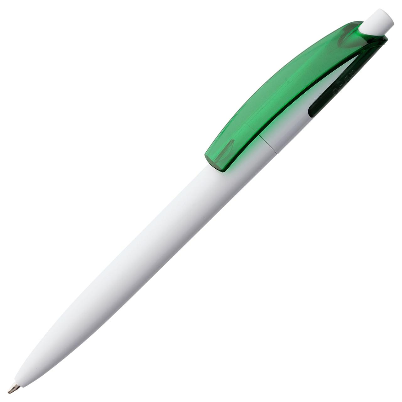 Ручка шариковая Bento, белая с зеленым (артикул 4708.69)