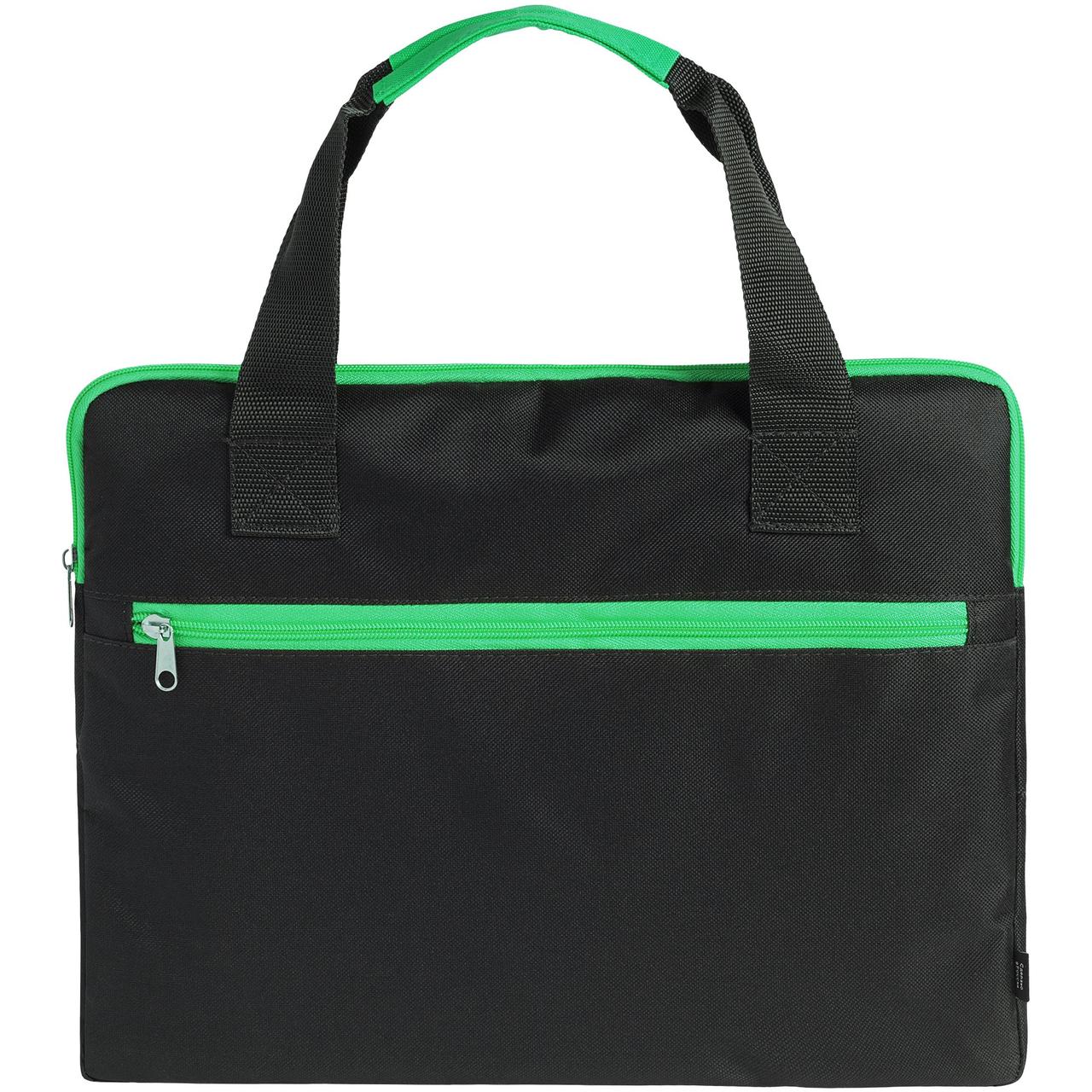 Конференц-сумка Unit Сontour, черная с зеленой отделкой (артикул 7593.90) - фото 2 - id-p88635398
