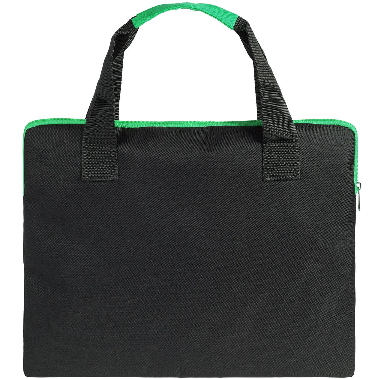 Конференц-сумка Unit Сontour, черная с зеленой отделкой (артикул 7593.90) - фото 4 - id-p88635398